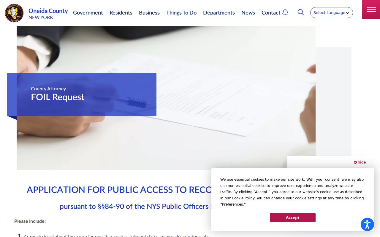 Rome residents directory Oneida County FOIL request