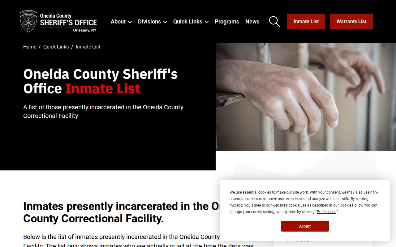 Rome neighbors limitation example from the Oneida County Sheriff custody-list source