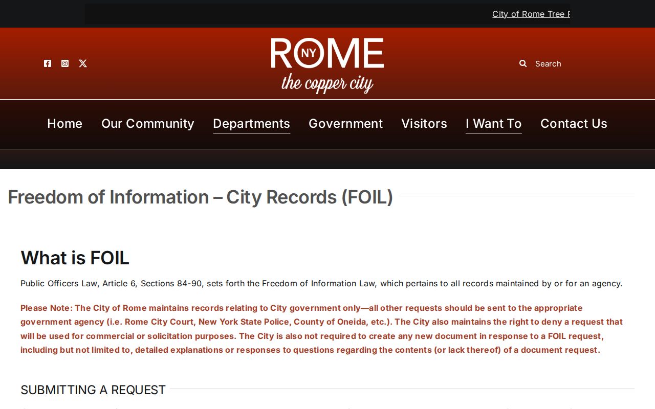 Rome resident lookup City FOIL request process